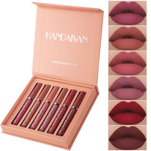 Set of 6 Beauty Lip Lipsticks Handaiyan - 16h Long-Lasting