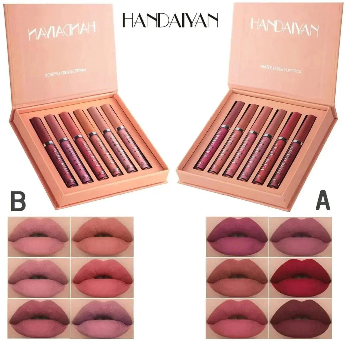 Set of 6 Beauty Lip Lipsticks Handaiyan - 16h Long-Lasting