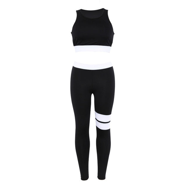 Women Tracksuit Solid Yoga Set Patchwork Running Fitness Jogging