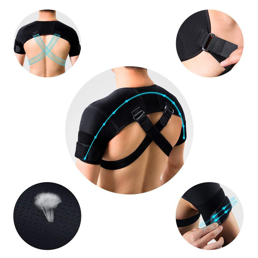 Kuangmi Double Shoulder Support Strap Adjustable Bandage Sports Double Shoulder