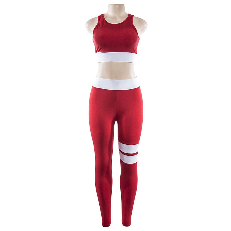 Women Tracksuit Solid Yoga Set Patchwork Running Fitness Jogging