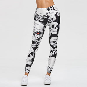 Women Skull Print Sport Leggings Yoga Pants Workout Fitness Clothing Jogging