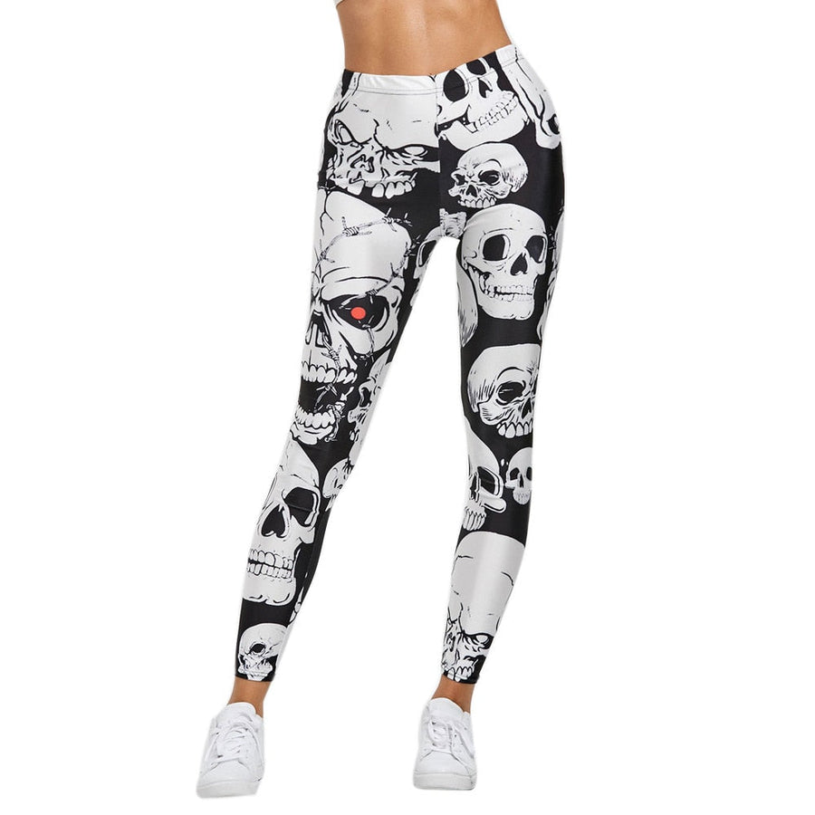 Women Skull Print Sport Leggings Yoga Pants Workout Fitness Clothing Jogging