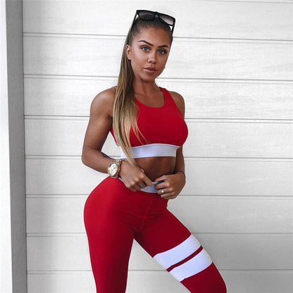 Women Tracksuit Solid Yoga Set Patchwork Running Fitness Jogging