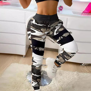 Fashion Women Cargo Pants Casual Elastic Button Long Pant Sweatpant Overall