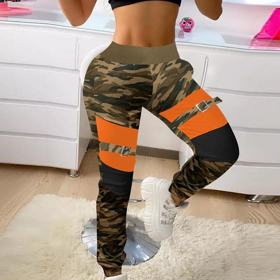 Fashion Women Cargo Pants Casual Elastic Button Long Pant Sweatpant Overall